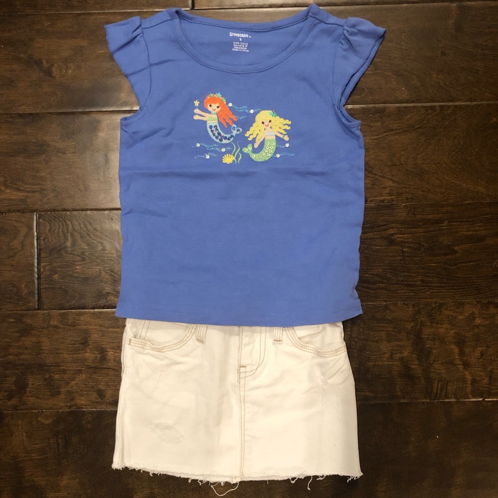Gymboree Mermaid Tee and Gap Skirt